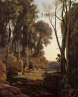 Corot, Jean-Baptiste-Camille - Landscape, Setting Sun( The Little Shepherd)